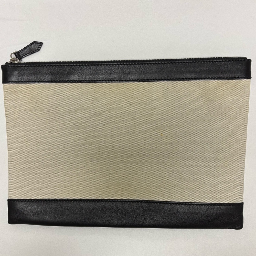 Balenciaga Cream Canvas with Black Leather Trim Clutch Pouch. Authentic EUC - Picture 2 of 10